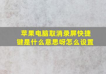 苹果电脑取消录屏快捷键是什么意思呀怎么设置