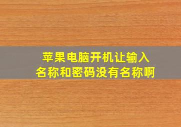 苹果电脑开机让输入名称和密码没有名称啊