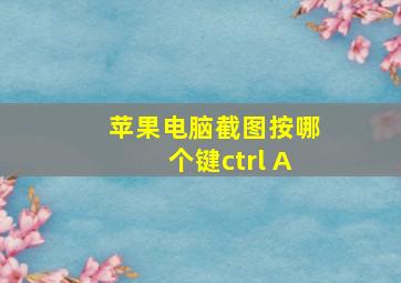 苹果电脑截图按哪个键ctrl+A