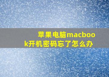 苹果电脑macbook开机密码忘了怎么办