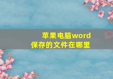 苹果电脑word保存的文件在哪里