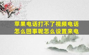 苹果电话打不了视频电话怎么回事呢怎么设置来电