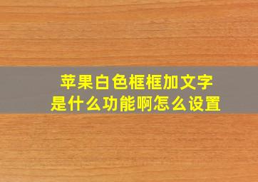 苹果白色框框加文字是什么功能啊怎么设置