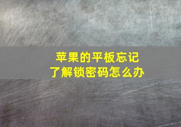 苹果的平板忘记了解锁密码怎么办