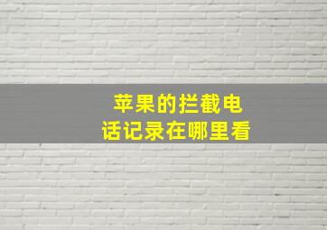 苹果的拦截电话记录在哪里看