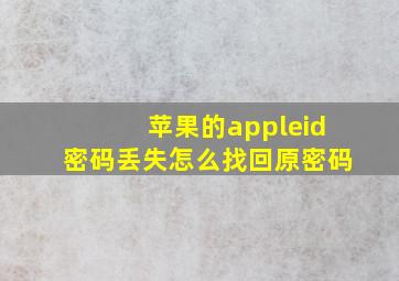 苹果的appleid密码丢失怎么找回原密码