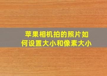 苹果相机拍的照片如何设置大小和像素大小