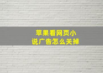 苹果看网页小说广告怎么关掉