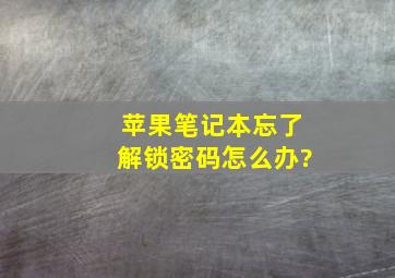 苹果笔记本忘了解锁密码怎么办?