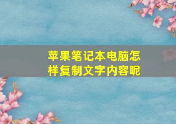 苹果笔记本电脑怎样复制文字内容呢