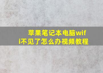 苹果笔记本电脑wifi不见了怎么办视频教程