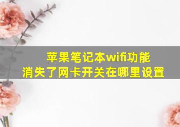 苹果笔记本wifi功能消失了网卡开关在哪里设置