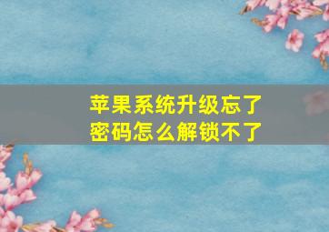 苹果系统升级忘了密码怎么解锁不了