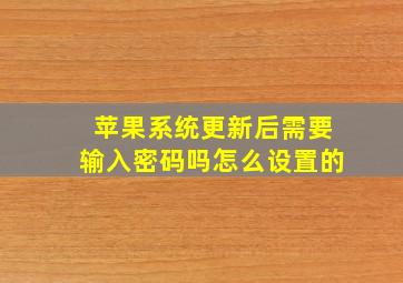 苹果系统更新后需要输入密码吗怎么设置的