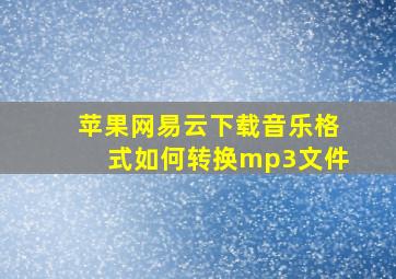 苹果网易云下载音乐格式如何转换mp3文件