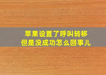 苹果设置了呼叫转移但是没成功怎么回事儿