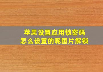 苹果设置应用锁密码怎么设置的呢图片解锁