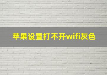 苹果设置打不开wifi灰色