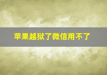 苹果越狱了微信用不了