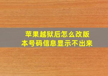 苹果越狱后怎么改版本号码信息显示不出来