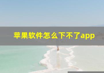 苹果软件怎么下不了app