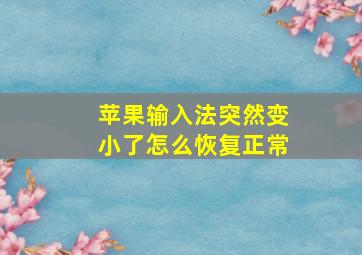 苹果输入法突然变小了怎么恢复正常