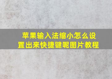 苹果输入法缩小怎么设置出来快捷键呢图片教程