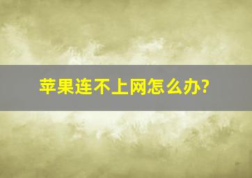 苹果连不上网怎么办?