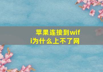 苹果连接到wifi为什么上不了网