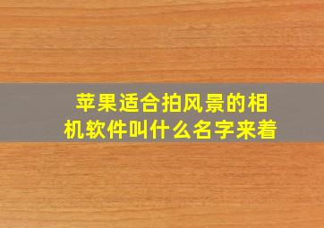 苹果适合拍风景的相机软件叫什么名字来着