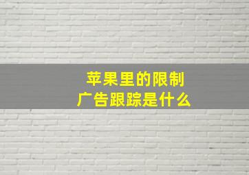 苹果里的限制广告跟踪是什么