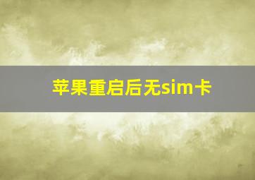 苹果重启后无sim卡