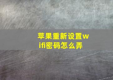 苹果重新设置wifi密码怎么弄