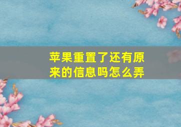 苹果重置了还有原来的信息吗怎么弄