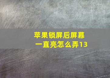 苹果锁屏后屏幕一直亮怎么弄13