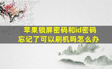 苹果锁屏密码和id密码忘记了可以刷机吗怎么办