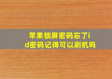 苹果锁屏密码忘了id密码记得可以刷机吗