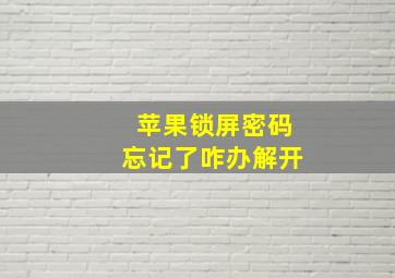 苹果锁屏密码忘记了咋办解开