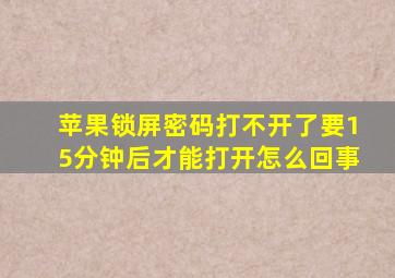 苹果锁屏密码打不开了要15分钟后才能打开怎么回事