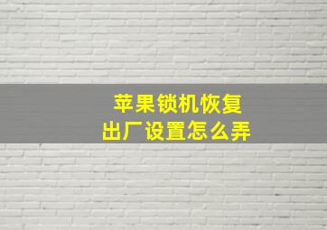 苹果锁机恢复出厂设置怎么弄