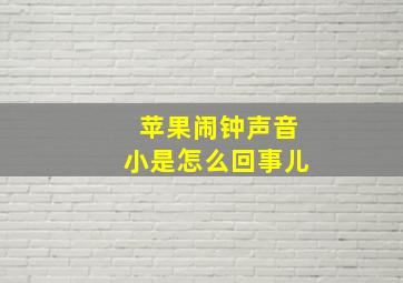 苹果闹钟声音小是怎么回事儿