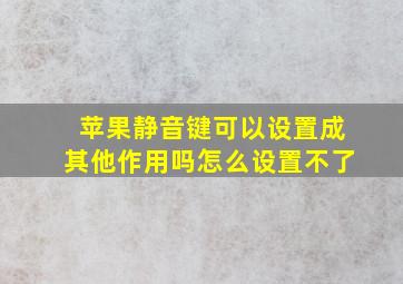 苹果静音键可以设置成其他作用吗怎么设置不了