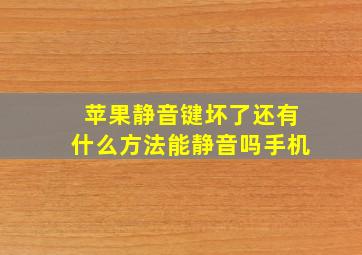 苹果静音键坏了还有什么方法能静音吗手机