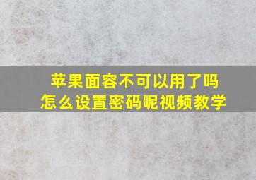 苹果面容不可以用了吗怎么设置密码呢视频教学