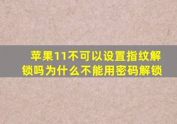 苹果11不可以设置指纹解锁吗为什么不能用密码解锁