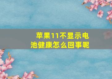 苹果11不显示电池健康怎么回事呢