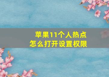 苹果11个人热点怎么打开设置权限