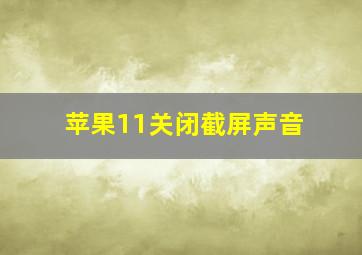 苹果11关闭截屏声音