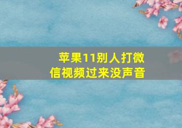 苹果11别人打微信视频过来没声音