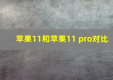 苹果11和苹果11 pro对比